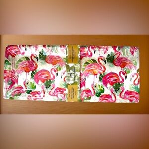 Flamingo Print Serving Tray Tommy Bahama set of 2
13”x8” trays melamine